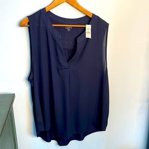 Sleeveless navy blouse from Ann Taylor Loft. Sz XL. NWT